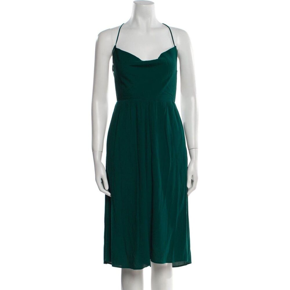 Reformation Emerald Green Backless Cowl Neck Midi Dress XS Made in USA